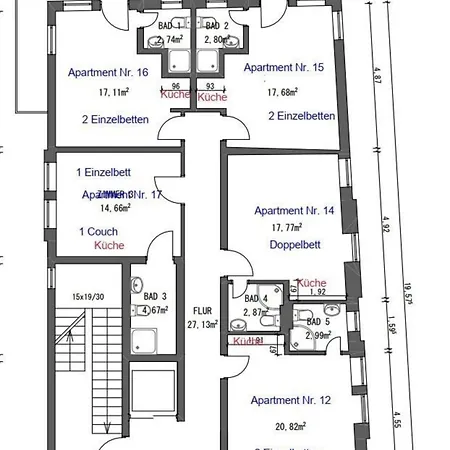 アパート Ganzes Haus - Alle 19 App U 2 Zwingenberg